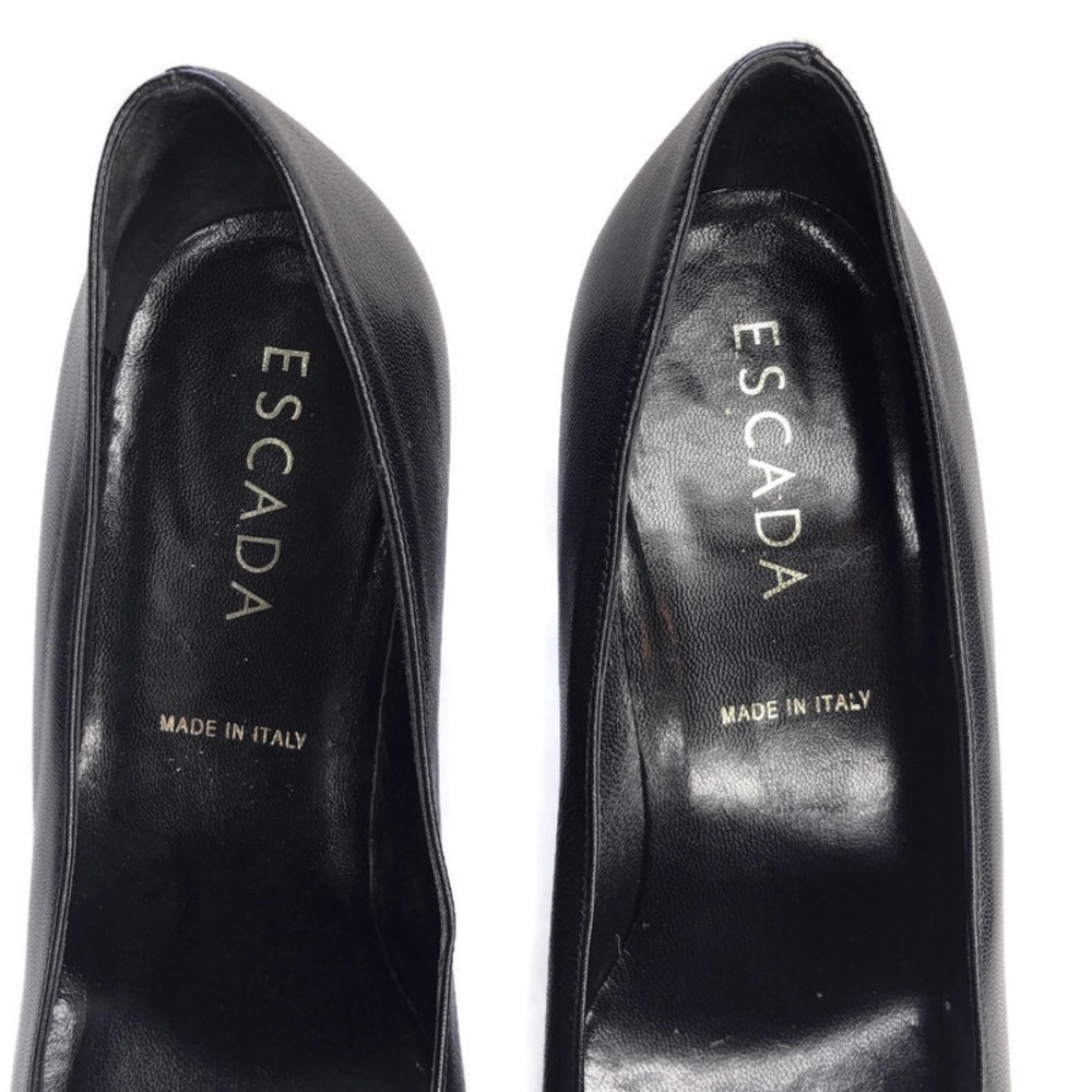 Vintage Escada Black Leather Heels Italy 36.5 6.5 - Picture 7 of 9